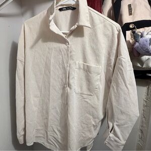 Zara Cream Button-Up Shirt